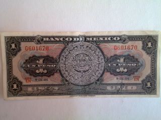 1 Peso Mexico Banknote 1954 Cir.  Abnc photo