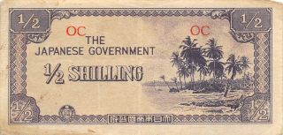 Oceania 1/2 Shilling Nd.  1942 P 1a Wwii Issue Circulated Banknote Wm9 photo