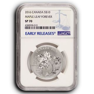 2016 Maple Leaves Ngc Sp70 Early Releases Canada 1/2 Oz Silver Coin photo
