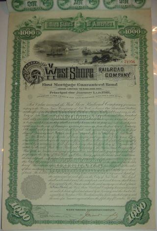 1885 West Shore Railroad Company Bond Stock Certificate photo