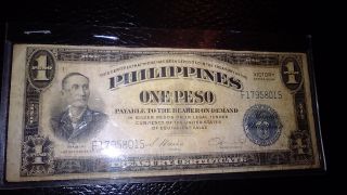 1944 Us Philippines One Peso World War Ii Victory Note Circulated photo