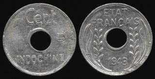 Double Die 1943 French Indo - China Cent photo