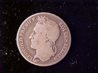 Belgium Leopold I,  2 Francs 1835,  Scarce Type Coin photo