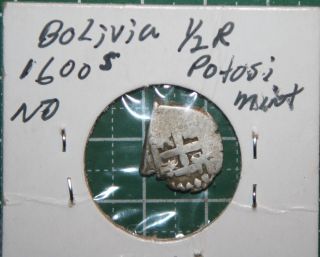 Bolivia Potosi Silver 1/2 Real 1600s Carolus Ii Cob photo