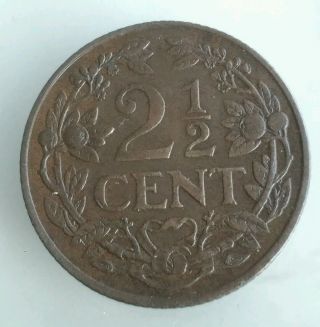 1941 Netherlands 2 1/2 Cent - Unusual Denom Wwii Era photo