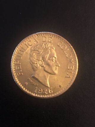 1926 Republica De Colombia 5 Cinco Pesos Gold Coin 7.  988 Grams Of Gold 0.  916 2/3 photo