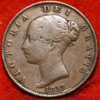 1857 Great Britain One Penny Foreign Coin S/h photo