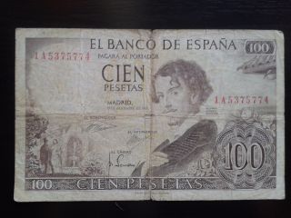 Spain 100 Pesetas 1965,  Circulated Banknote photo