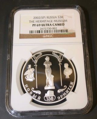 Russia 2002 3 Rouble Hermitage 3 Rouble Ngc Pf 69 Uc photo