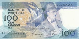 Portugal 100 Escudos 12.  2.  1987 Banknote Unc (pick 179b) photo