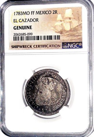 1783 Mo Ff 2 Reales El Cazador Shipwreck Coin,  Ngc Certified photo