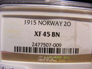 Norway 2 Ore,  1915,  Xf - 45 Brown photo