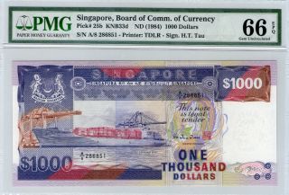 Singapore 1984 1000 Dollars Pick 25b Pmg 66 Epq photo