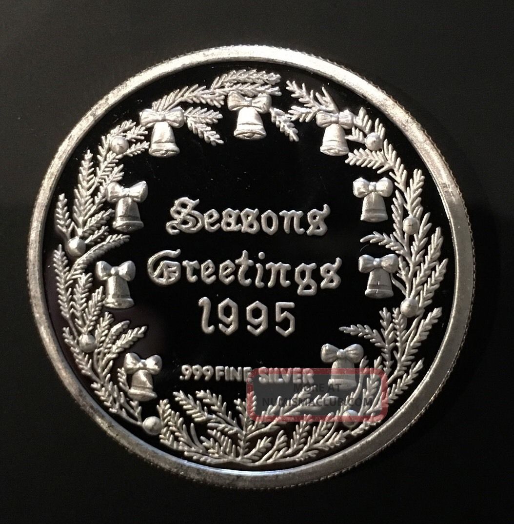 1995 Rare Santa & Reindeer Proof Xmas Christmas 1 Troy Oz. 999 Fine