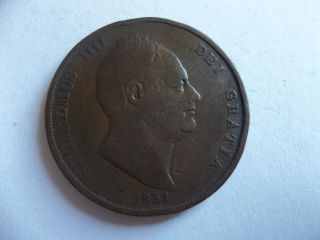 United Kingdom 1 Penny 1831 William Iv Km 707 Rare photo