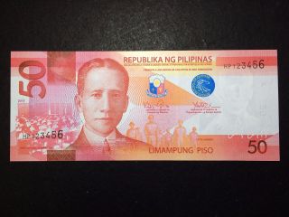 Philippines Ngc 50 Pesos 2015 Ladder Banknote (hp123456) photo