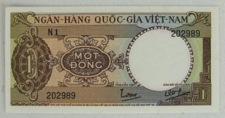South Vietnam Nd 1964,  1966 1 Dong,  P15,  Uncirculated Note photo