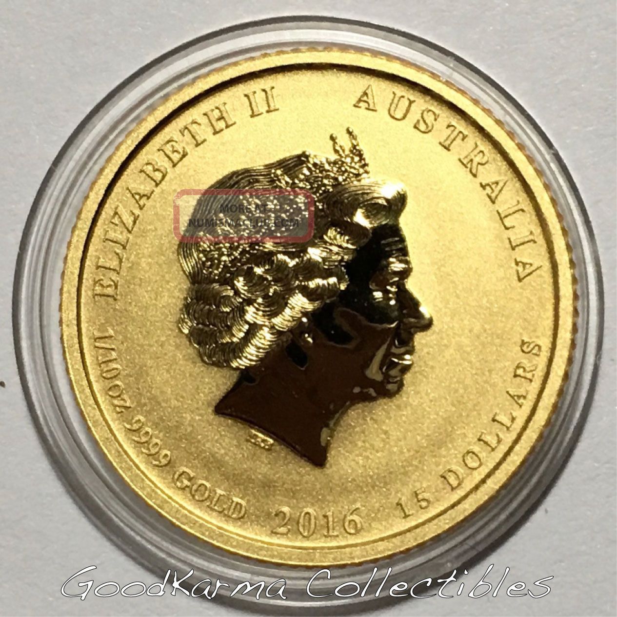 2016 P Australia Colorized Gold 9999 Lunar Year Of Monkey King 1/10 Oz ...
