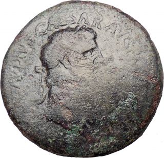 Claudius 41ad Large Rare Ancient Roman Coin Ncapr For Nero Countermark I28670 photo