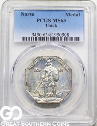 1925 Norse Commemorative Medal,  Thick,  Pcgs Ms Ms 63 Always In High Demand photo