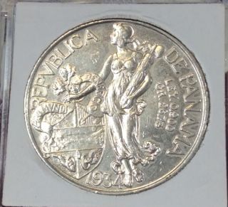 One Gorgeous 1934 Republic Of Panama Vn Balboa - 1 Silver Crown Coin Km 13 photo