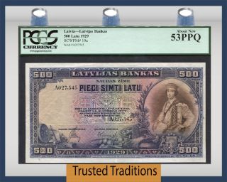 Tt Pk 19a 1929 Latvia 500 Latu Lovely Over Size Bank Note Pcgs 53 Ppq About photo