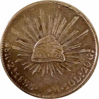 Mexico 1833 Zacatecas Cap & Rays 8 Reales - Very Fine Alamo Type Coin photo
