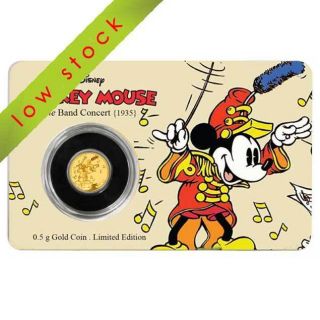2016 Mickey Mouse Through The Ages: The Band Concert 0.  5g Proof Gold Coin photo