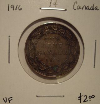 Canada George V 1916 Large Cent - Vf photo