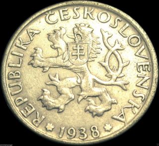 Czechoslovakia - Czechoslovakian 1938 Koruna Coin - Rare Rampant Lion photo