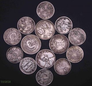Old China Chinese The Republic Of China Commemorate Coin One Dollar 14pcs photo