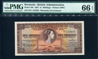 Bermuda 1957,  5 Shillings,  P18b,  Pmg 66 Epq Gem Unc photo