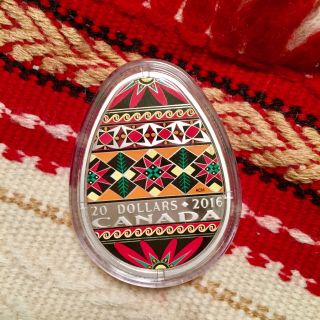 2016 Canada Fine Silver Coin - Traditional Ukrainian Pysanka (egg - Shaped Coin) photo