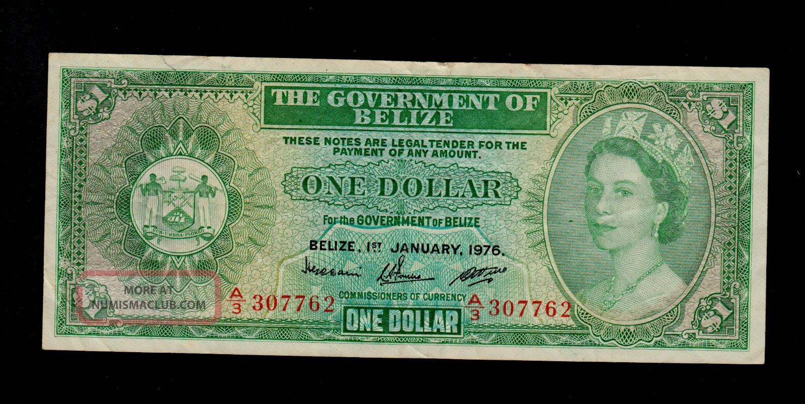 Belize 1 Dollar 1976 A3 Pick 33c Vf Banknote belize-1-dollar-1976-a3-pick-33c-vf-banknote