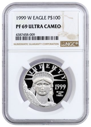 1999 - W $100 1 Oz Proof American Platinum Eagle Ngc Pf69 Uc Sku17009 photo