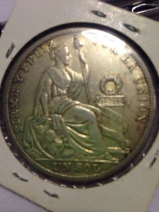 1926 Peru Un Sol Silver Coin 1 Sol.  4019 Asw photo