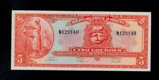 Haiti 5 Gourdes L.  1919 N Pick 187 Unc -.  Banknote photo
