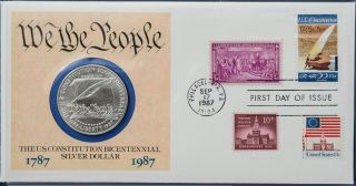 1987 Bicentennial Of The Constitution.  900 Silver Dollar Phila First Day Cover photo