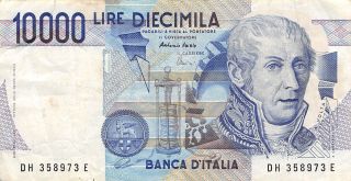 Italy 10,  000 Lire 3.  9.  1984 Series Dh - E Circulated Banknote photo