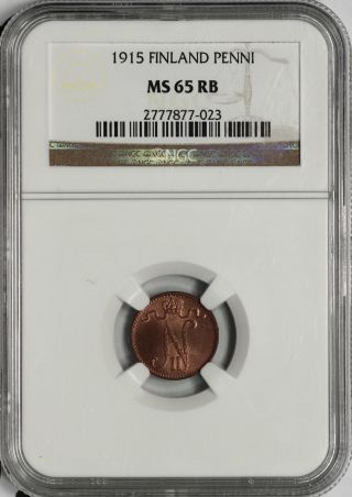 Finland Ngc Ms 65 Rb 1 Penni 1915 Rare This photo