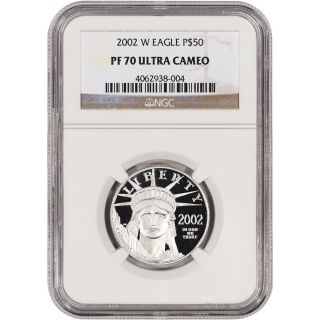 2002 - W American Platinum Eagle Proof (1/2 Oz) $50 - Ngc Pf70 Ucam photo
