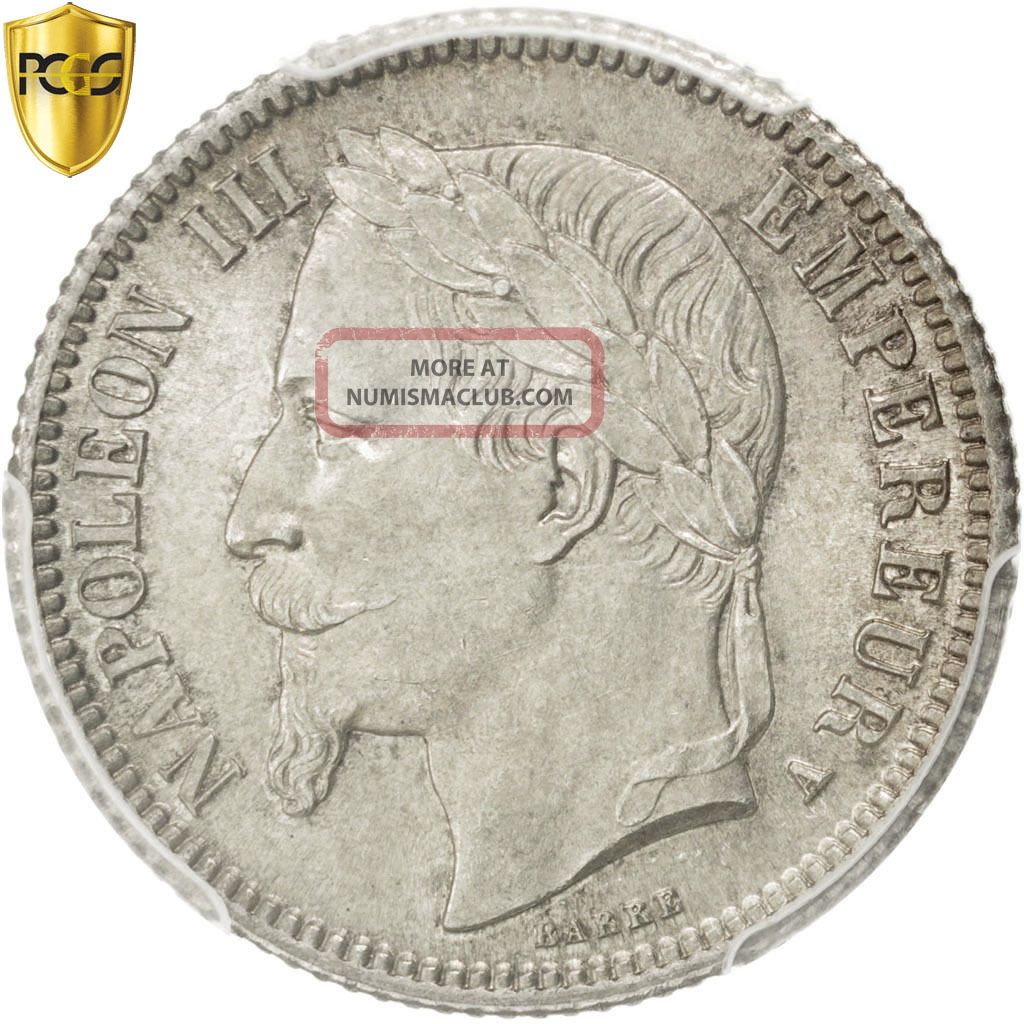 [ 82469] Second Empire,  1 Franc Napoléon Iii Tête Laurée 1866 A,  Pcgs. Europe photo
