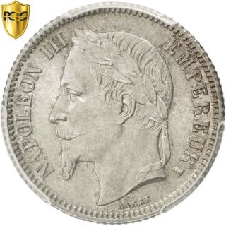[ 82469] Second Empire,  1 Franc Napoléon Iii Tête Laurée 1866 A,  Pcgs. photo