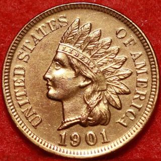 Uncirculated 1901 Philadelphia Copper Indian Head Cent S/h photo