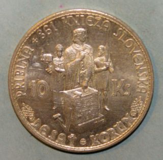 Slovakia 10 Korun 1944 Brilliant Uncirculated Silver Coin - Pribina With Cross photo
