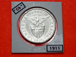 Us Philippines Coin One Peso 1911 (semi Key Scarce Date) photo