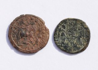 2 Centenionalis Magnentius And Decentius.  2 Scarce Roman Coin. photo