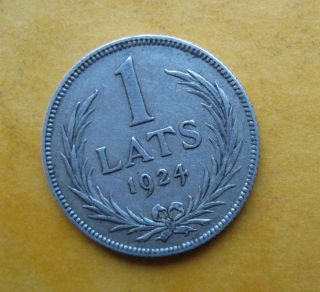 Latvia 1 Lats 1924 Silver Coin photo