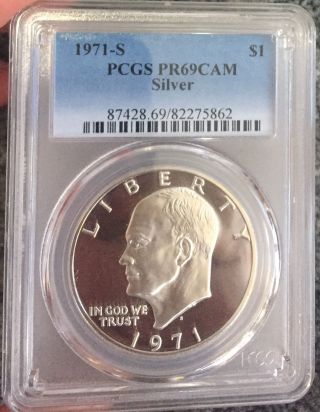 1971 S Pcgs Pr69cam Cameo Proof Silver Eisenhower Dollar photo
