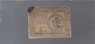 May 9,  1776 $3 Dollars Philadelphia,  Pa Continental Currency Note photo